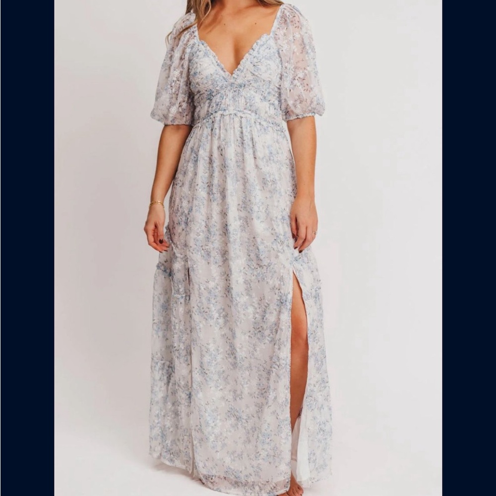 Baby blue & white baby shower dress